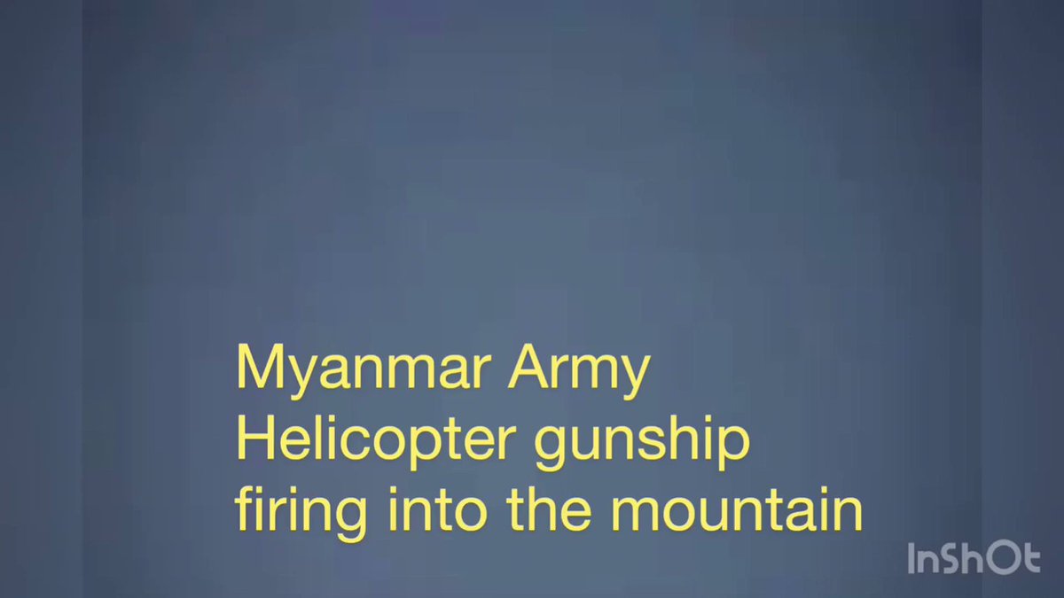Video Footage.Myanmar Army Heli-gunship firing into the mountain between Minbya and Mrauk U township at 9.30 AM on April 16 where Arakan Army is advance and kills at least 40 Myanmar soldiers. Myanmar also use 2 fighter jets and pounding into the mountain nonstop.   