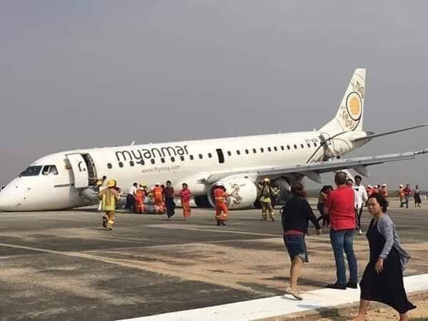 Embraer 190 (XY-AGQ) Myanmar National Airlines performing flight UB103 from Yangon to Mandalay landed with its nose gear retracted at MDL airport today, May 12th. No injuries reported.