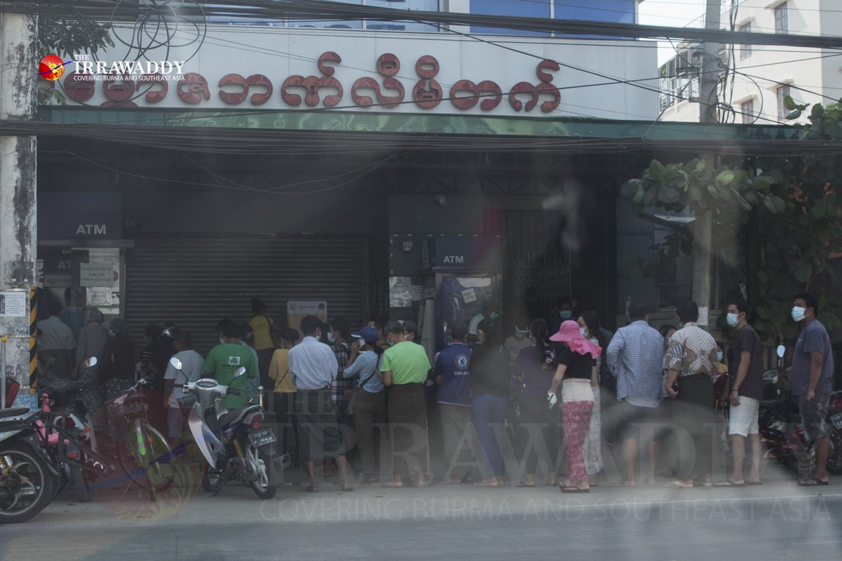 Military Coup in Myanmar:  Police trucks are seen in Yangon before noon on Monday after the Myanmar military staged a coup earlier in the morning