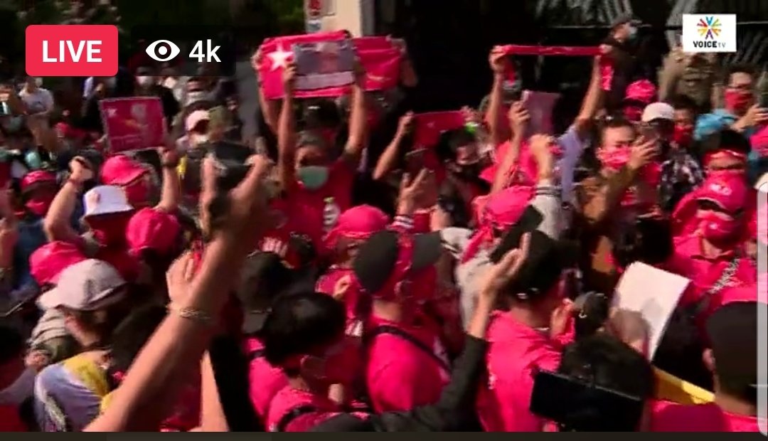 Infront of myanmar embassy in Bangkok Thailand where Myanmar citizens working here are gathered to protest against the militarycoup in their country. They were reportedly stomping on picture of military chief Senior General Min Aung Hlaing