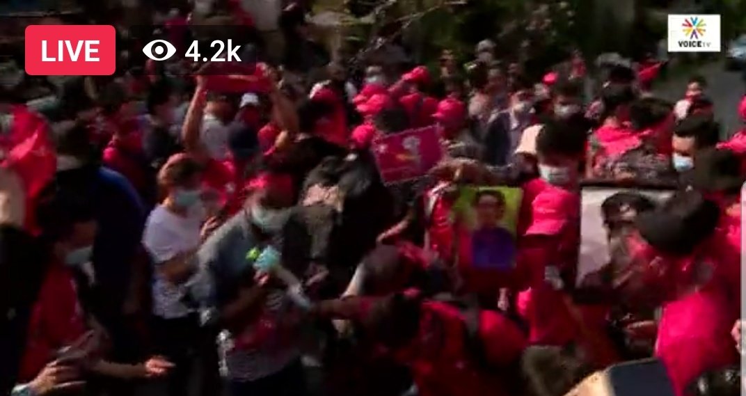 Infront of myanmar embassy in Bangkok Thailand where Myanmar citizens working here are gathered to protest against the militarycoup in their country. They were reportedly stomping on picture of military chief Senior General Min Aung Hlaing