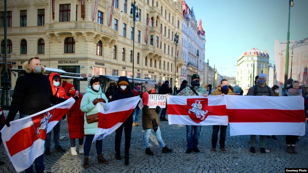 In Prague, Czechia, activists from Belarus and Myanmar held a joint protest rally against repression and police brutality in the native countries