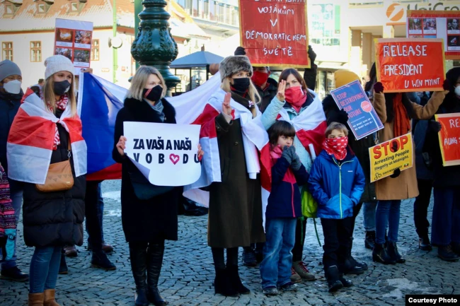 In Prague, Czechia, activists from Belarus and Myanmar held a joint protest rally against repression and police brutality in the native countries