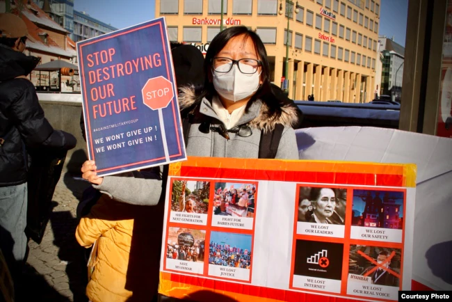 In Prague, Czechia, activists from Belarus and Myanmar held a joint protest rally against repression and police brutality in the native countries