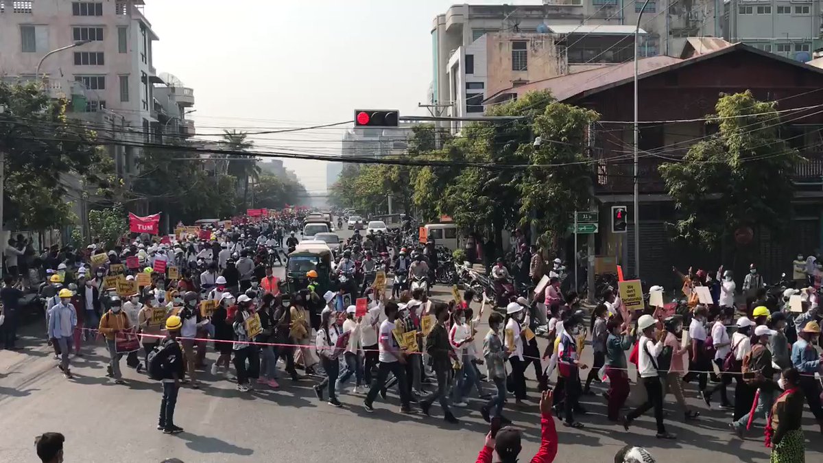 Protests continue in Myanmar with professionals and civil servants joining the march against the military coup.   Video credit: @FrontierMM 