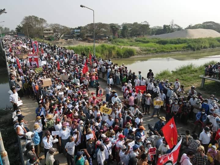 Peaceful protest in Myawaddy today