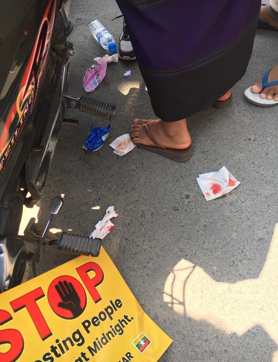 Myitkyina: Security forces attacked the protesters using slingshots. Protesters were peacefully conducting mobile protest riding motorcycles. But police attacked them from their trucks. 