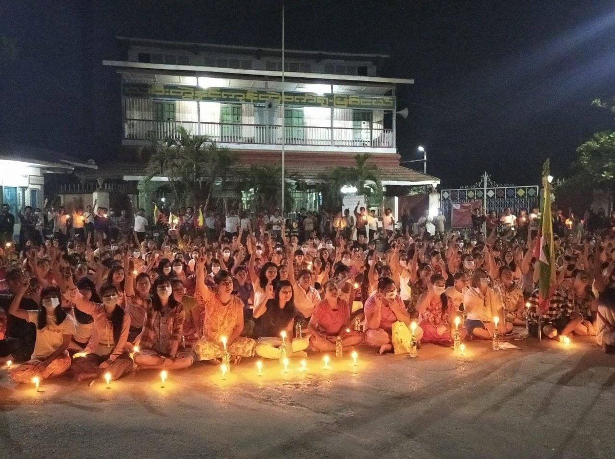 Spring Revolution Night Strike against military dictatorship in MyitNge, Amarapura Tsp, Mandalay Region