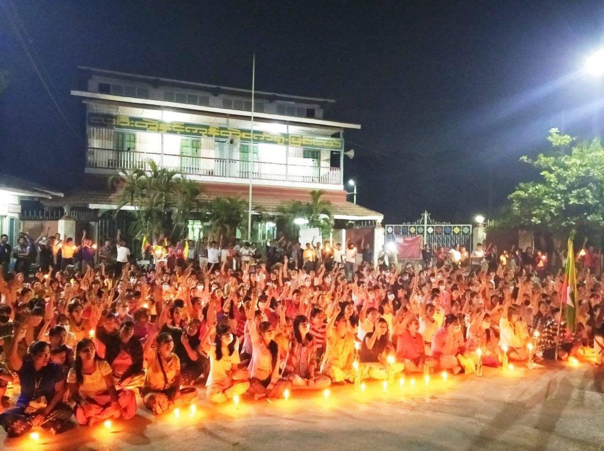 Spring Revolution Night Strike against military dictatorship in MyitNge, Amarapura Tsp, Mandalay Region