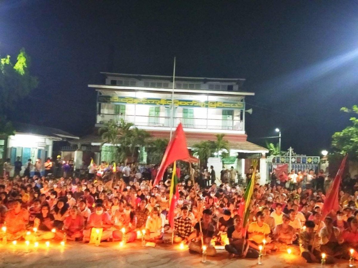 Spring Revolution Night Strike against military dictatorship in MyitNge, Amarapura Tsp, Mandalay Region