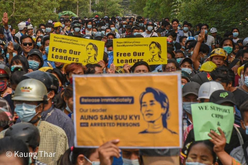 Monywa, largest city in Sagaing Region is still strong with anti-coup protests despite junta's forces fatal shootings in the past days. Photo via local media taken today