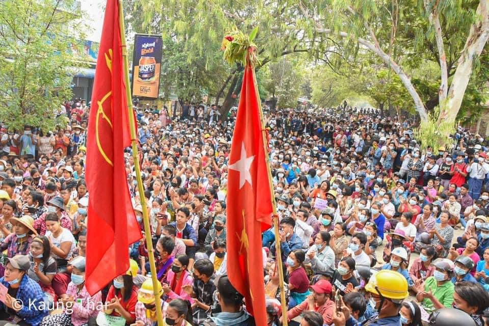 Monywa, largest city in Sagaing Region is still strong with anti-coup protests despite junta's forces fatal shootings in the past days. Photo via local media taken today