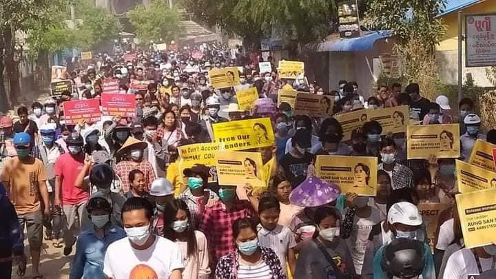 Monywa public rallies continue with full force despite limited internet connection