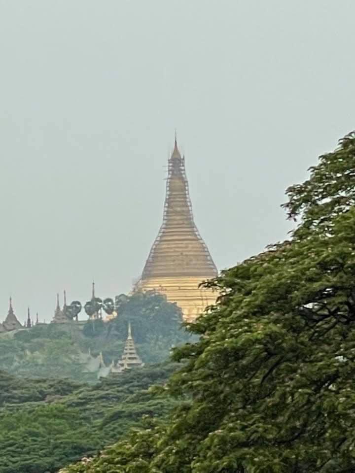 Shwedagon Pagoda is scaffolding till holy umbrella which enshrined with many precious jewels . Locals who live near pagoda since they born says they had never seen scaffolding till holy umbrella before — photos are taken today (3.4.2021)