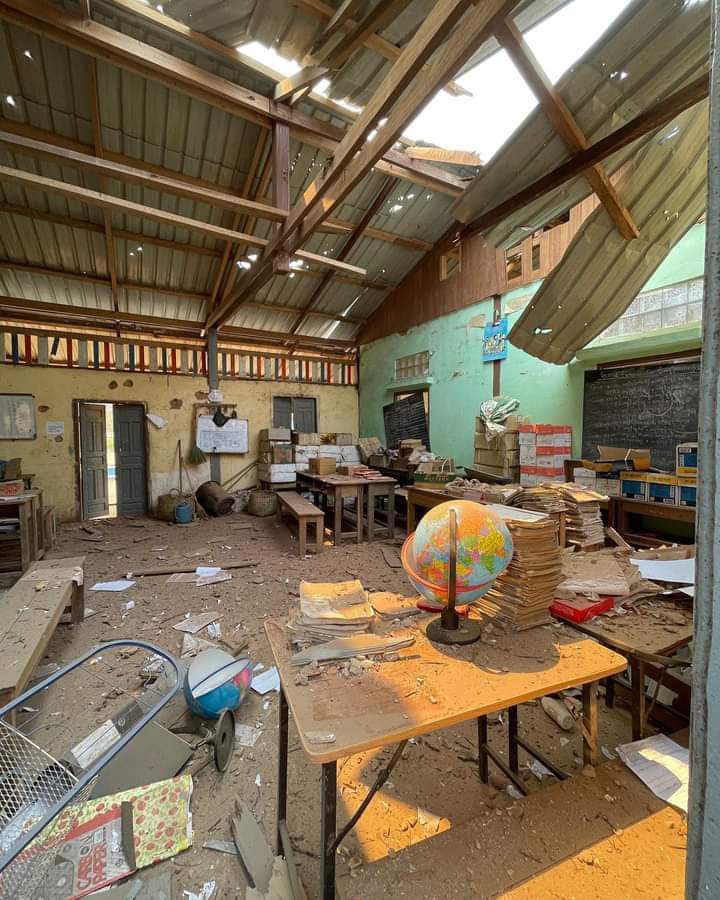 A school at Paekae Village, in Karen State of KNU area is destroyed by Burma Air Force strikes today