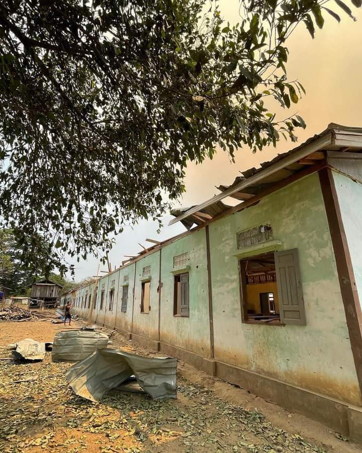 A school at Paekae Village, in Karen State of KNU area is destroyed by Burma Air Force strikes today