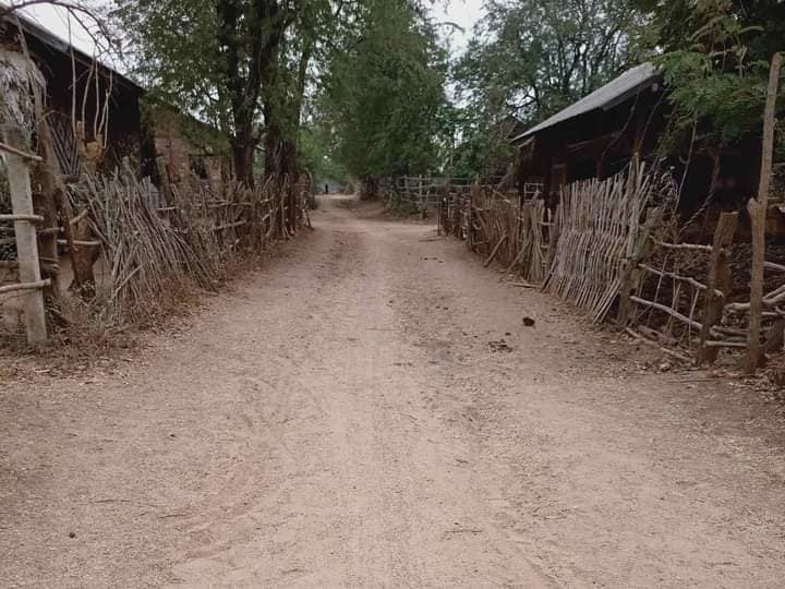 Tha Pyay Aye village in Yin Mar Bin Tsp, Sagaing Region deserted.   All villagers fled as Myanmar security forces raided the village to abduct a presiding monk at a monastery.  