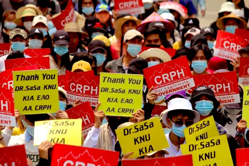 Protest against the military dictatorship happened today April 7 in Mogok, Mandalay region, Myanmar