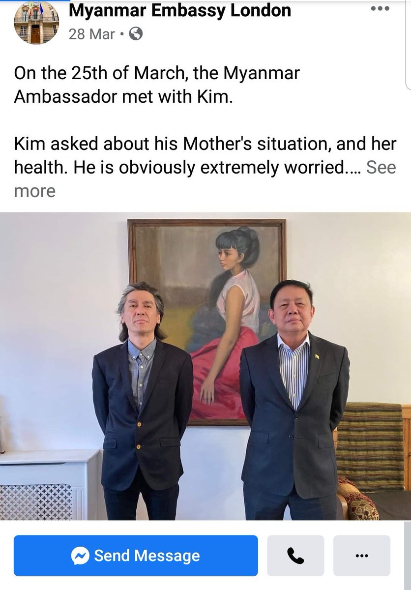 Myanmar ambassador to the UK Kyaw Zwar Minn had met with a number of people including British officials/politicians & AungSanSuuKyi's son since Feb 1 militarycoup. He had also said he takes instructions only from Ms Suu Kyi, detained since Feb 1 
