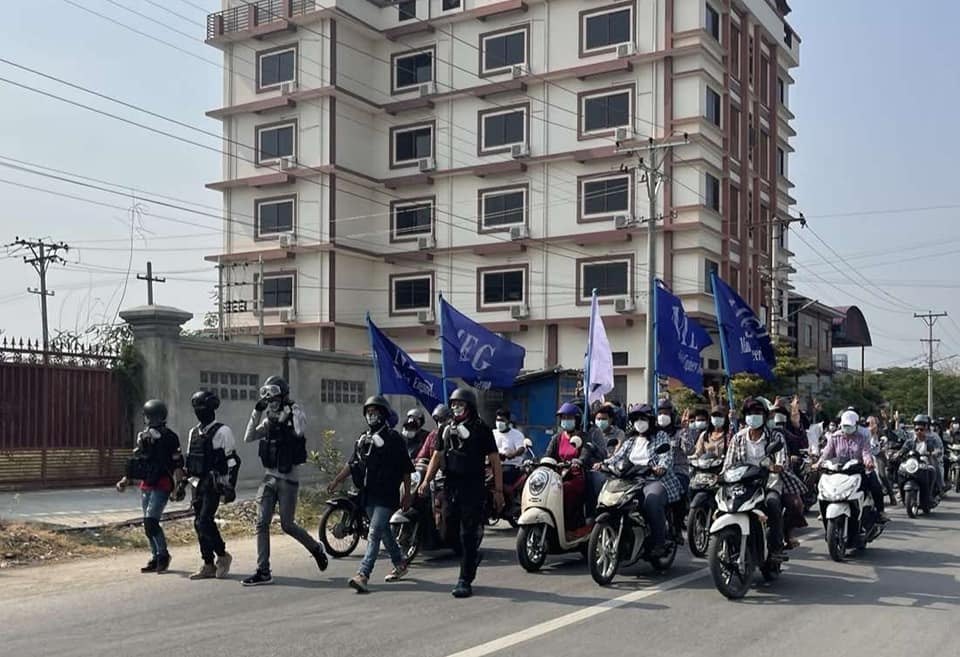 Engineers in Mandalay  staged a protest against the junta on Thursday evening, despite ongoing crackdowns by the security forces. (Photo: CJ)  