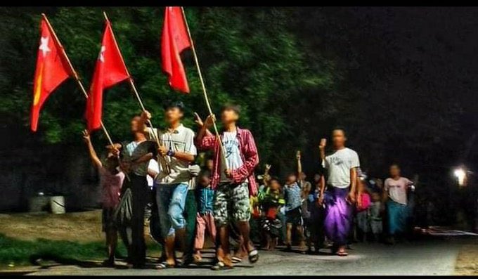 Anti dictatorship marching #CandleLightStrike in Amyint Tite village, Monywa tonight
