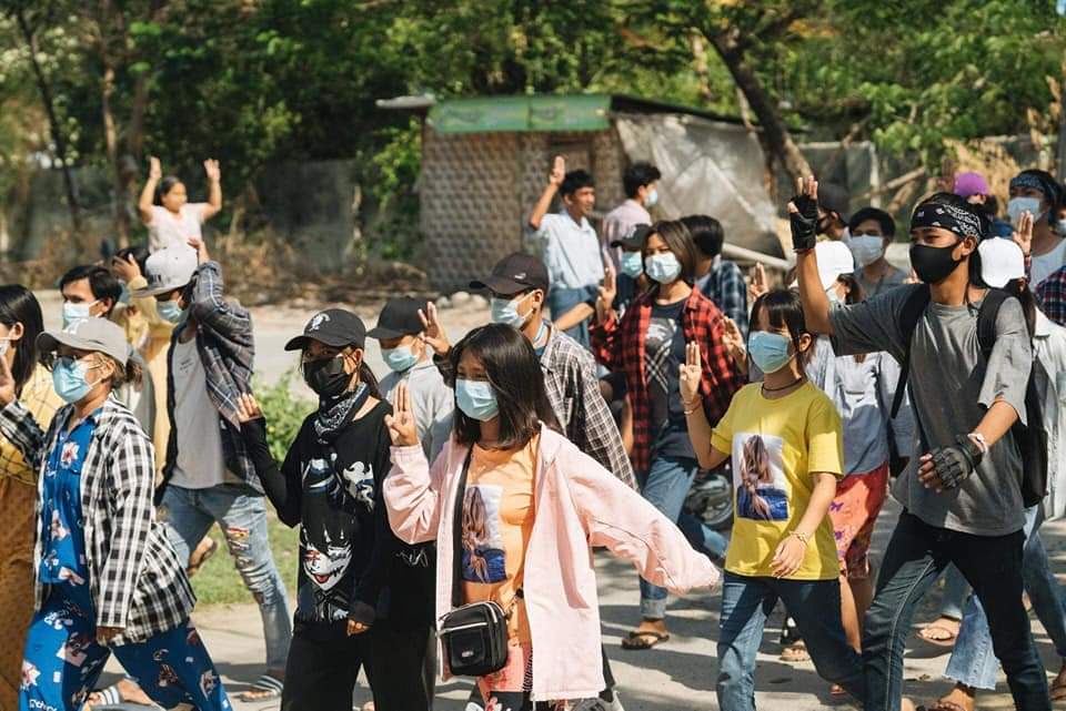 Students strike in Mandalay  May 16, 2021  Students from Yadanabon University in Mandalay continued their protest movement against the military junta on Sunday. (Photo: CJ) 