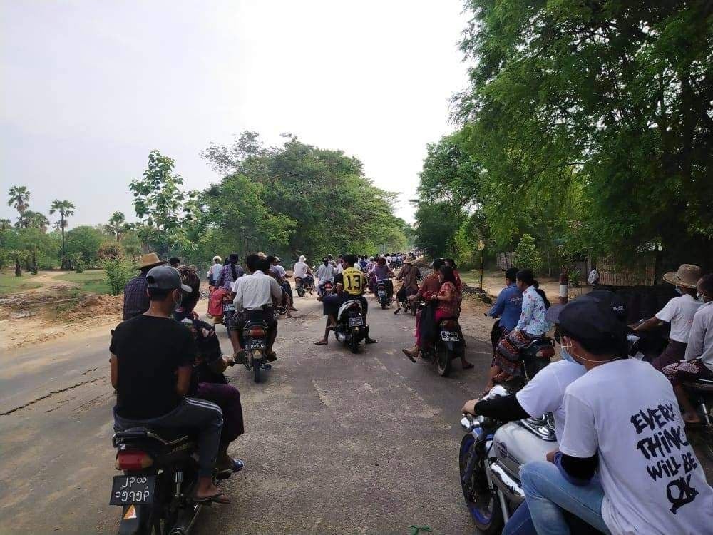 In Myaing Township, Magway, locals who opposed Myanmar's military dictatorship protested this morning (Jun 7).   Photos: CJ  