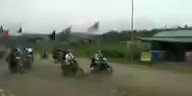 Massive marching motorcycles strike was seen chanting revolutionary slogans in defiance of military dictatorship in LoneKhin, Hpakant Tsp