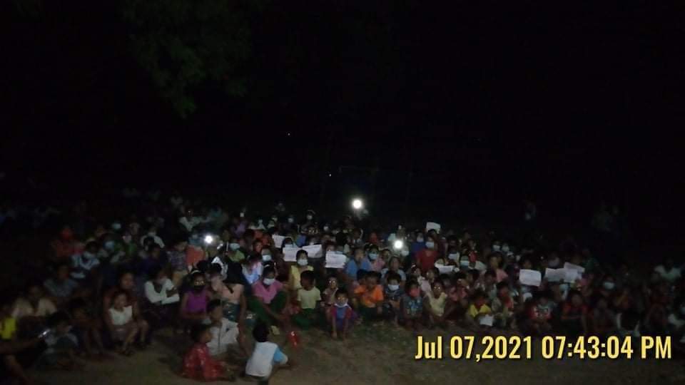 An anti-military night strike was held in the northwestern zone of Myaing Township on 7 July