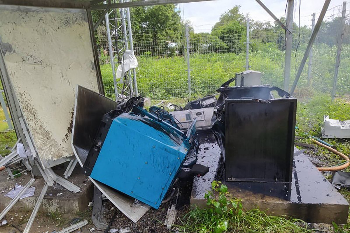 This handout from local news agency Myaelatt Athan taken on Sep 7 and received on September 8 shows parts of a destroyed communications tower belonging to the military-owned Mytel telecommunications company, which was damaged by protesters against the military coup, in Sagaing