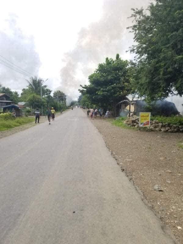 Started in this morning of Sep 29, Myanmar Military  stormed again into Nam Kha village, Gangaw Township, Magway Region and set fire to villagers' houses, now villagers are forcing to flee in fear