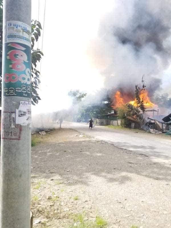 Started in this morning of Sep 29, Myanmar Military  stormed again into Nam Kha village, Gangaw Township, Magway Region and set fire to villagers' houses, now villagers are forcing to flee in fear