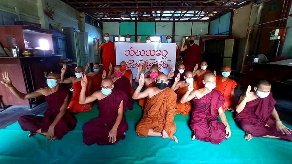 The monks of the Mandalay Sangha Union boycotted in the protest.