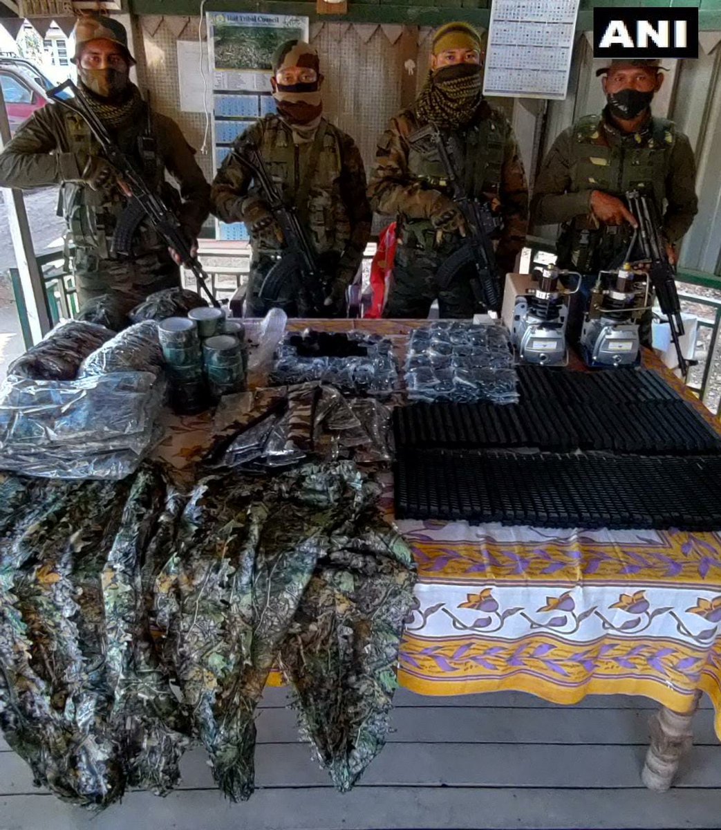 Moreh Battalion of IGAR recovered a  quantity of War Like stores near Chikkim Veng village, Moreh on 21 Dec.  Security forces raided a hotel and recovered  quantities of Picatinny Rails, firearm accessories, military dresses, and one high-pressure pneumatic pump
