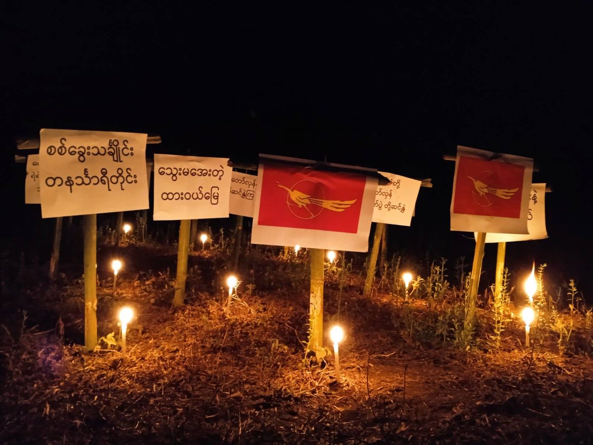 Residents of Dawei in Tanintharyi Region staged a silent strike against the military government on Friday night. (Photo: Dawei General Strike Committee) 
