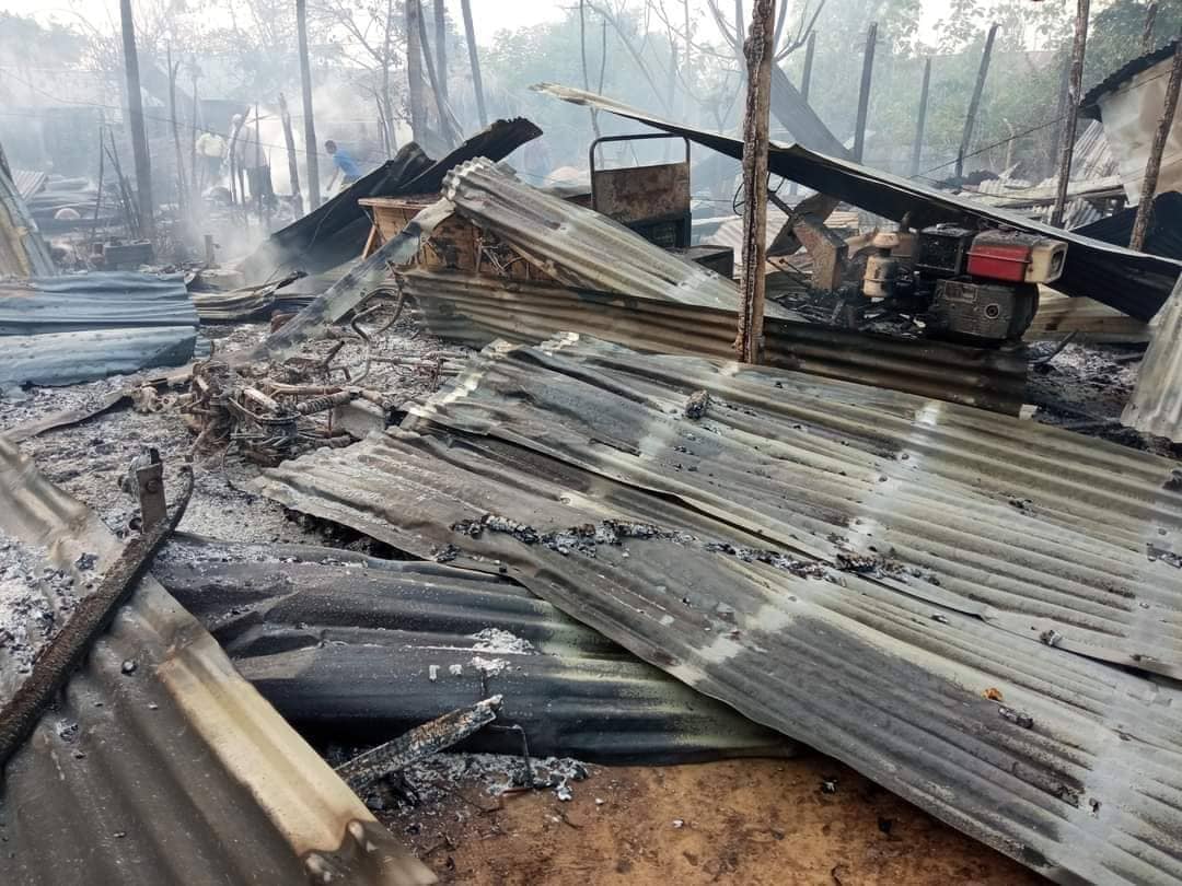 Junta soldiers have killed three civilians and torched 64 houses in Sagaing Region's Tabayin Township since April 19, according to local residents. (Photo: CJ)   