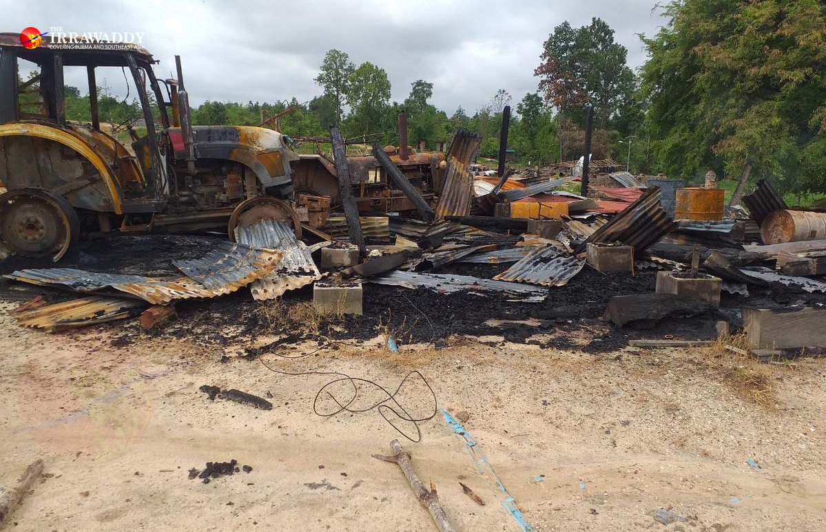 Junta forces dropped high-explosive bombs in an air raid on a People's Defense Force base in Mingin, Sagaing Region on May 20, resistance forces said. Two female PDF medical troops died and at least 20 fighters and villagers were hurt. (Photo: Maung Sai)  