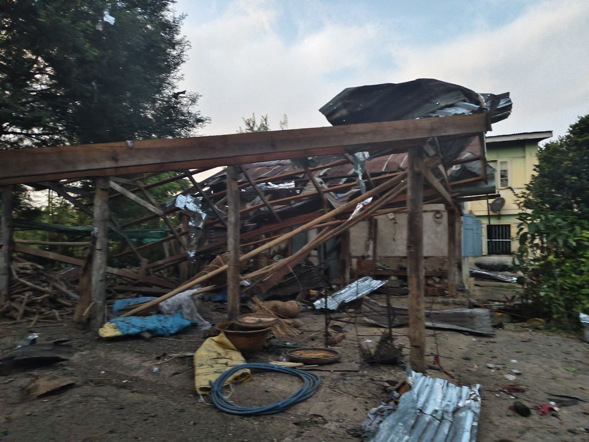 Junta airstrikes destroyed homes in resistance-controlled Nawnghkio, northern Shan State, on Tuesday, according to the Ta’ang National Liberation Army, which controls the town