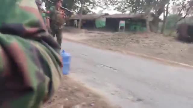 Myanmar: KIA and PDF resistance forces continue to advance in the city of Bhamo in southern Kachin state.A burned out junta vehicle can be seen by the side of the road