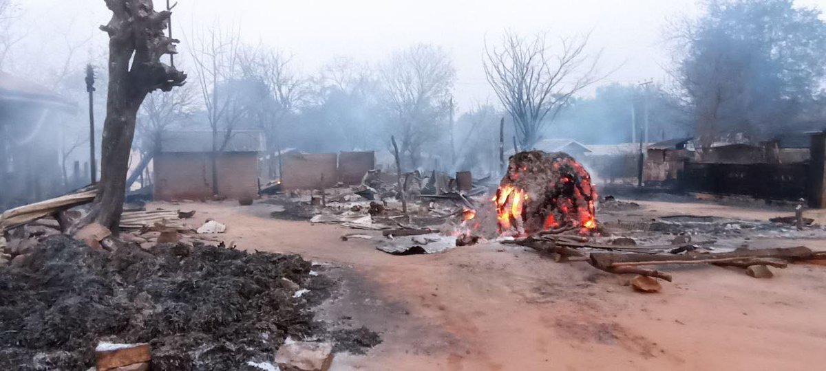 Junta troops shelled a funeral Sunday in Kanphyu Village in Mandalay’s Kyaukpadaung as villagers prepared to cremate three elderly women killed in a fire set during a military raid Friday, local sources said. (Photo: Kyaukpadaung Youth Network) 