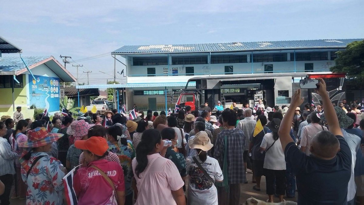 Villagers in Thailand's Tak protested Tues after artillery from Myanmar damaged homes and threatened lives. In response, the Thai Army's Naresuan Force announced a plan to increase security and provide aid and compensation. (Photo: Aung Aung FB)
